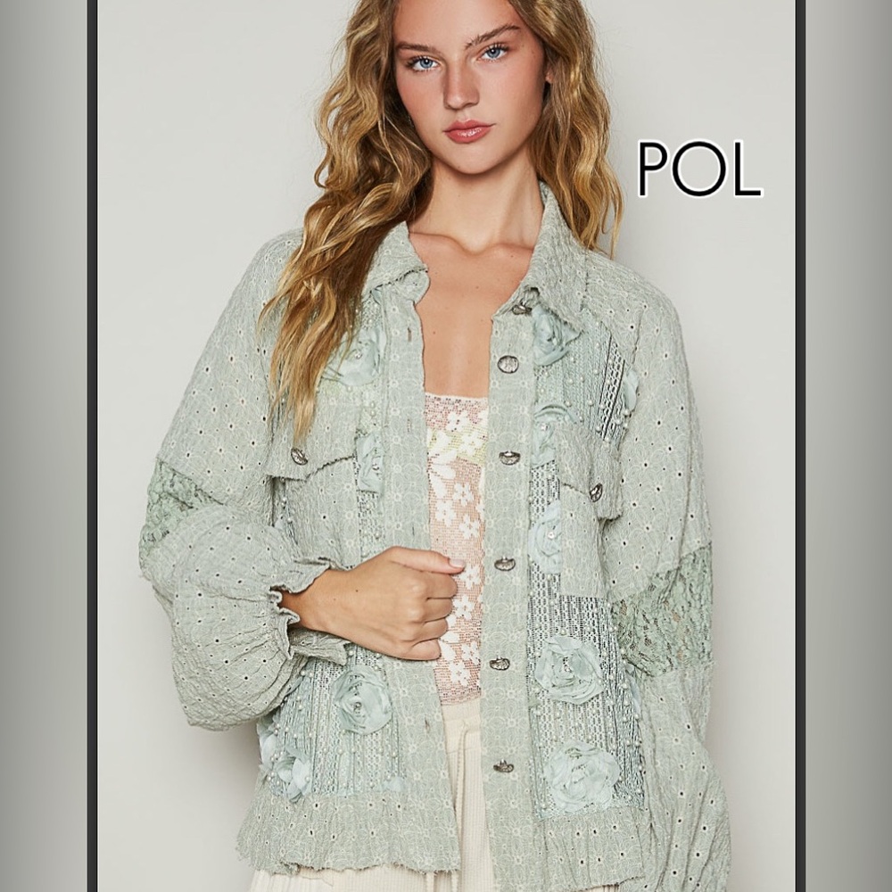 ❤️POL lace fabric Pearl jacket